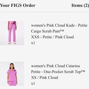 FIGS Women's Pink Cloud Kade Petite Cargo Scrub Pant